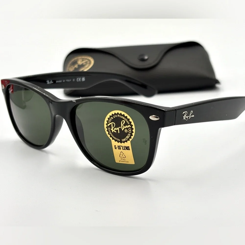Black Ray Ban Sunglasses RB2132 New Version Unisex Fit Rectangle G-15 Lens - Picture 11 of 11